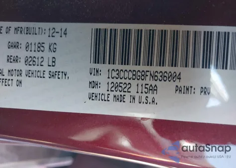 2015 Chrysler 200 S from USA, damaged, VIN 1C3CCCBG8FN636004